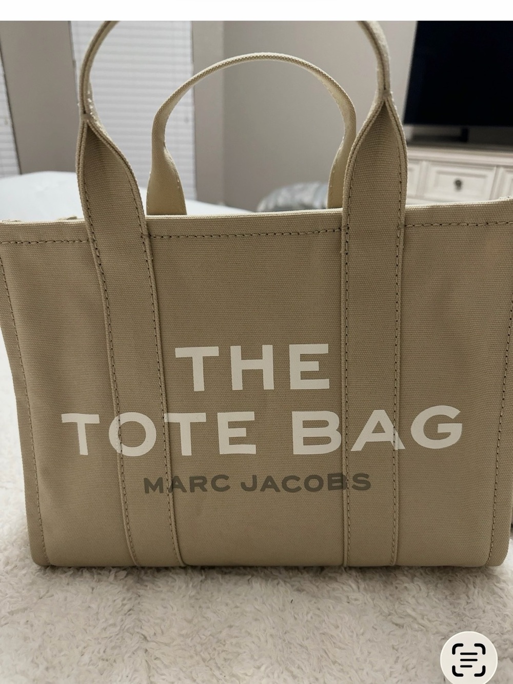Marc Jacobs Beige Canvas Tote with White Logo